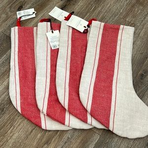 NWT Hearth & Hand Red Strip Stocking Set (4)